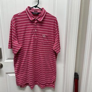 Polo Golf Ralph Lauren Pima Cotton Vintage Lisle Shirt XL - White Pink Striped